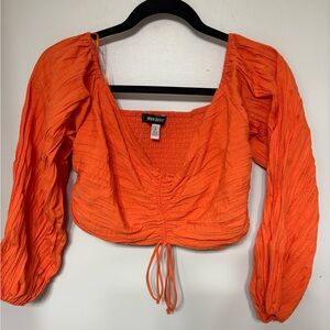 Urban Outfitters Vibrant Orange Ruched Blouse